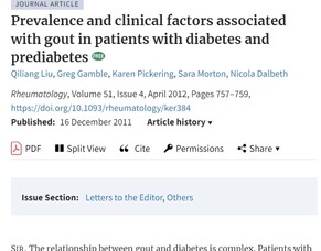 Publication - DCSS - Article on Gout in patients with Diabetes