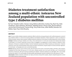 Publication - Diabetes treatment satisfaction among a multi-ethnic Aotearoa New Zealand population