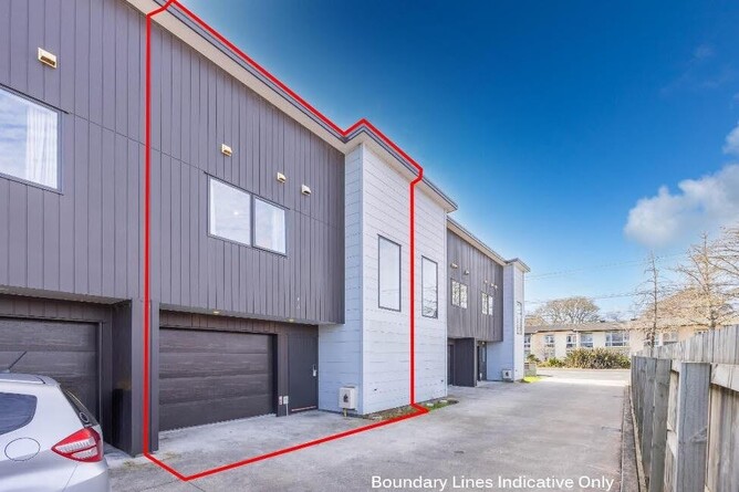 Photo of indicative property boundary lines at a duplex development