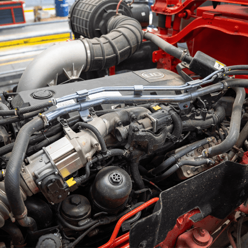 heavy truck engine close up