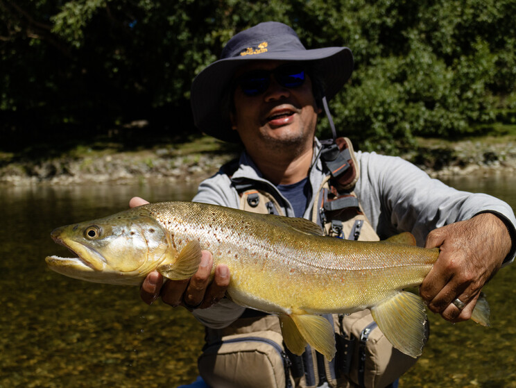 Maurice with Otago gold. Brown trout NZ Todd Adolph 
