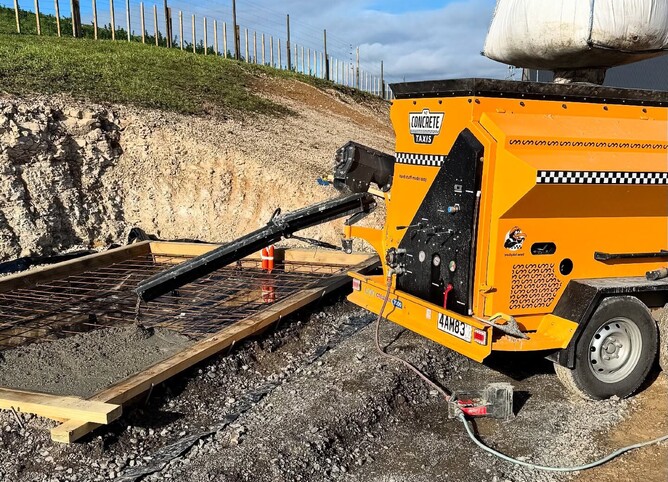 NZ Concrete Taxi pouring small concrete pad in rural location