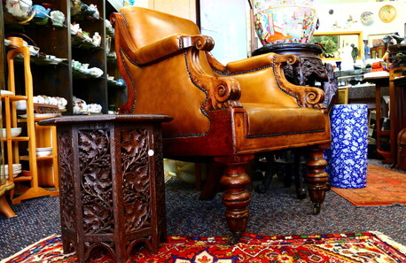 Small Antique Furniture, hand knotted rugs and vintage travel blankets