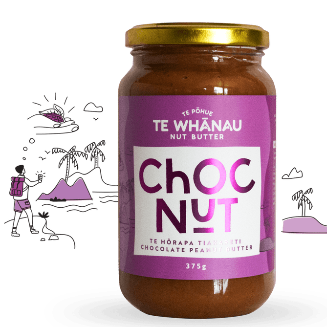 Choc Nut - Chocolate peanut butter spread by Te Whanau Nut Butter. Handcrafted wholesome peanut butter