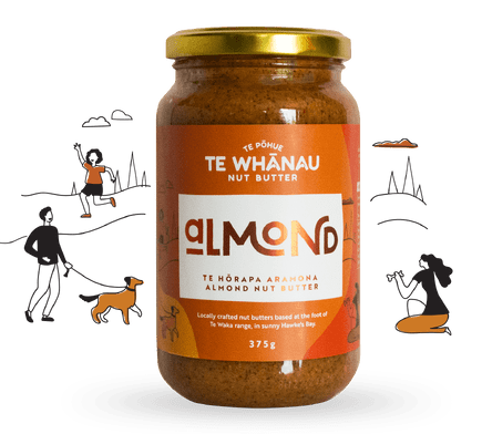 Locally crafted almond butter from Te Pohue, Hawke's Bay. Te Whanau Nut Butter. New Zealand's newest peanut butter!