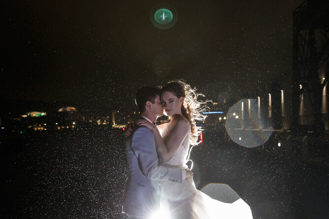 night photograph of bride and groom at thiere wellington wedding day by mel waite photography