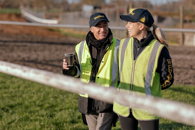 Caitlin and Lance at trackwork.