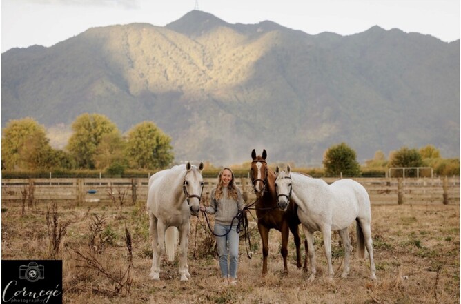 Brooke with her team of show-jumpers. - Cornege Photography