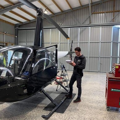 helicopter in hanger