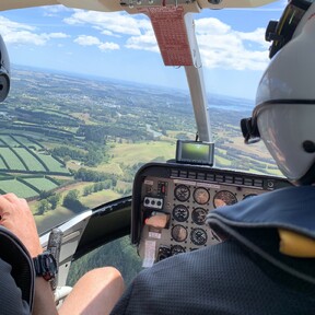 inside helicopter flying