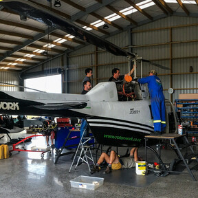 helicopter in hanger