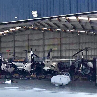 helicopter in hanger