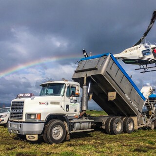 Helicopter and truck