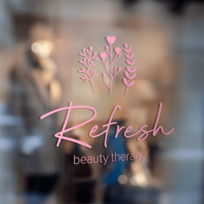 Refresh beauty therapy sign on a shop window