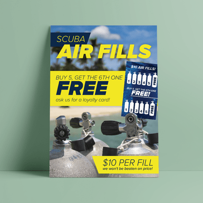 Adreno poster advertising scuba tank air fills