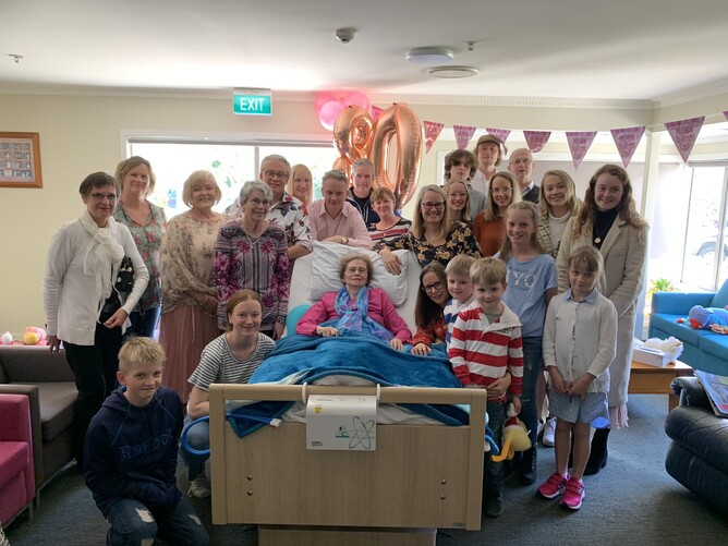 Beth Watson and her family on her 80th