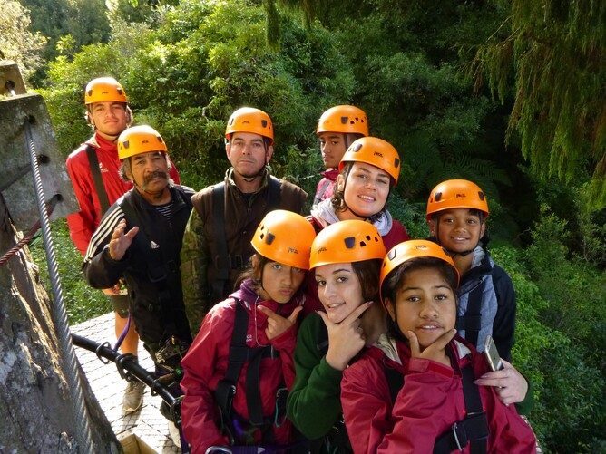 Te Aranui Youth Trust Holiday group enjoying the Canopy Tours in Rotorua