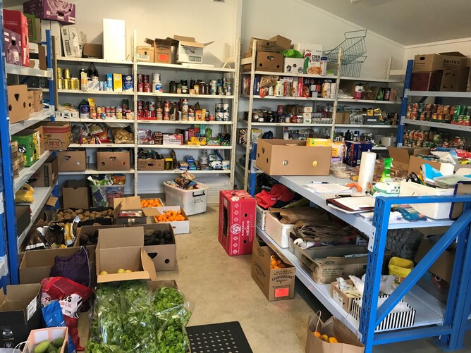 Katikati Foodbank supply room filled with provisions