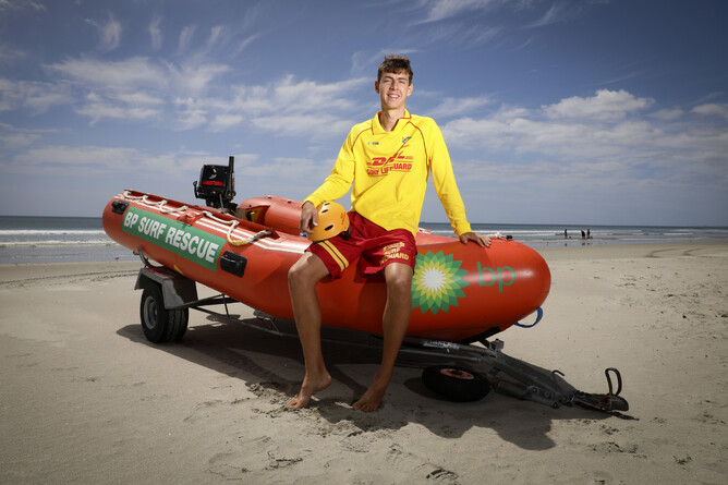 James Power with the BP Surf Rescue boat