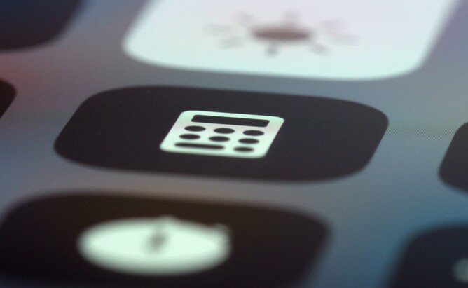 A stock image of a calculator app on a phone screen