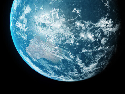 An image of planet earth from space showing the Pacific Ocean, Australia and New Zealand