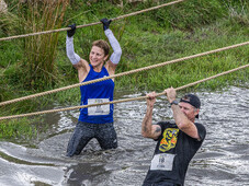 Tyrolean rope traverse. OCR Blazing Hills
