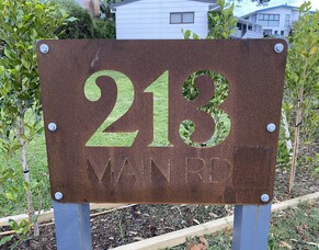 Corten Steel Laser Cut Signs for Tairua Locals