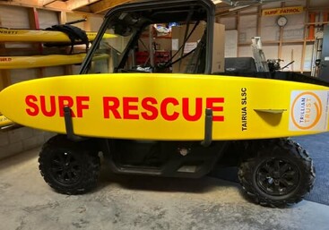 Surf racks on ATV for surf club