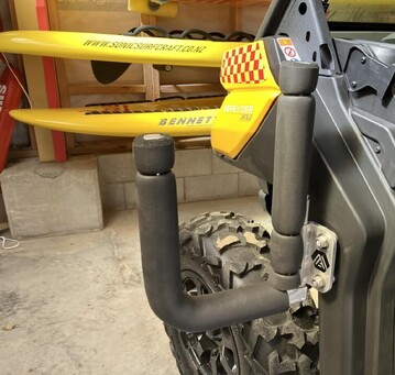 Custom surfboard racks for Tairua Surf Lifesaving ATV