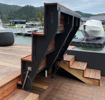 Bespoke liftable stair system Pauanui waterways