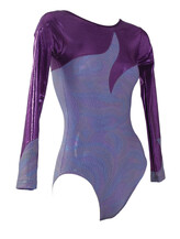 Long sleeve Gymnastics Leotard in Violet and Purple with a slight flame
