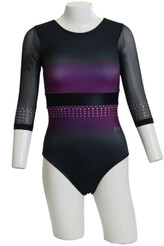 Long sleeve Gymnastics Leotard with the right sleeve White and left sleeve in Royal with Turquoise curls and leotard in Royal