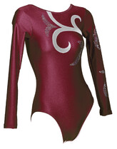 Long sleeve Gymnastics Leotard fully in Lilac with Black drawn curls and Silver