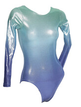 Long sleeve Gymnastics Leotard with faded colours of Blue and Green Aquamarine