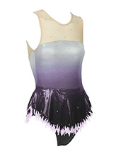 Rhythmic, Ice Skating or Roller blading  Sleeveless Leotard Dress in Amethyst and Cream with Silver sequin and details