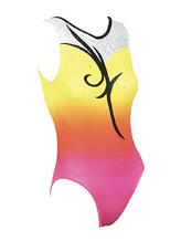 Sleeveless Gymnastics Leotard with colour fade from Pink to Yellow