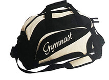 Sports Bag Gymnastics in Black and Gold with "Gymnast" Logo in Gold