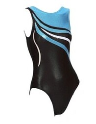 Long Sleeve Gymnastics Leotard with Silver sequin spiral and colour fade of blue and Pink