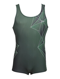 Men's and Boys Unitards Gymnastics in Green with sides in line graph designs and details
