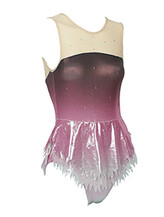 Rhythmic, Ice Skating or Roller blading  Sleeveless Leotard Dress in Peony Pink and Cream with Silver sequin and details