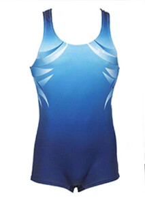 Long Sleeve Gymnastics Leotard with flower Silver sequin spiral and a colour fade of Light Blue and Green