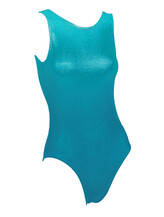 Sleeveless Gymnastics Leotard in Plain Turquoise sequin 