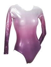 Long sleeve Gymnastics Leotard with faded colours of Silver, Pink and a slight Purple Raspberry