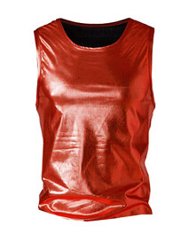 Men's and Boys Unitards Gymnastics in Red with bottom sides in Black curve stripes with top neck and shoulder fade in White