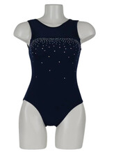 Sleeveless Gymnastics Leotard in Purple and a fade of Pink with Silver sequin dots in details