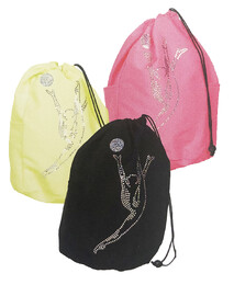 Rhythmic or Gymnastics Ball Cover Bags in Pink, Black or Lime with Gymnast Pic in Silver sequin and details