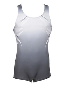 Men's and Boys Unitards Gymnastics in Grey with claws design in faded colours of Grey and White on top sides of armpits and details