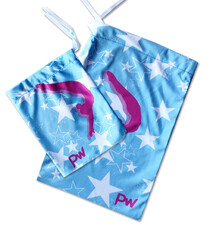 Rhythmic, Ice Skating or Gymnastics Guard Bags in Blue with a Gymnast picture and White stars in details