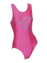 Sleeveless Gymnastics Leotard in pink with silver swirl pattern