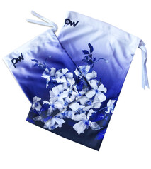 Rhythmic, Ice Skating or Gymnastics Guard Bags in a fade of White and Indigo Purple with Flowers in Clematis